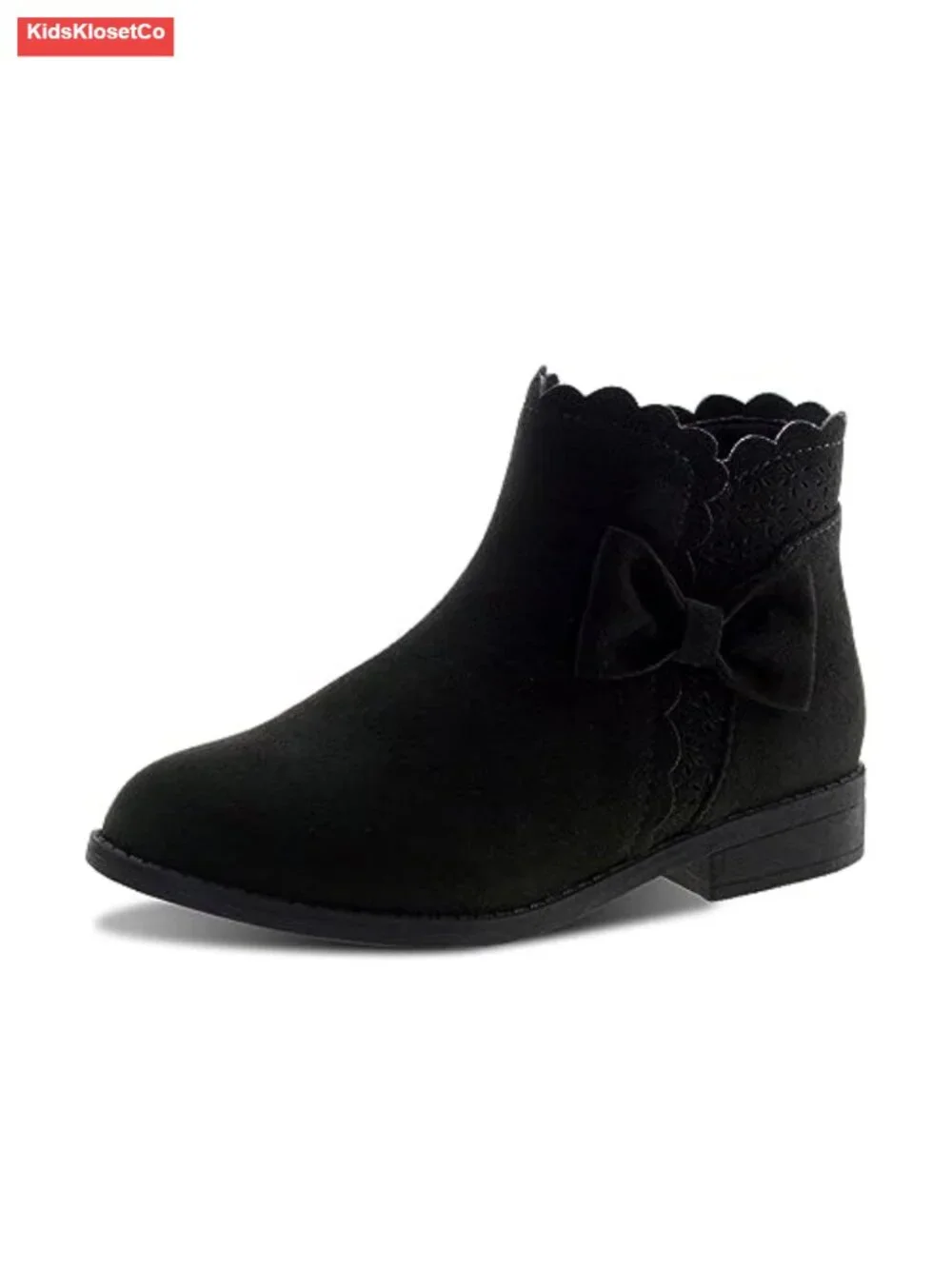 Girls Ankle Boots Bow Side Zipper Low Heel Suede Microsuede Outdoor Warm Shoes
